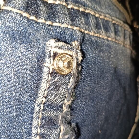 Miss Me Vintage Y2K Blue Stretch Denim Rhinestone Detailed Bootcut Jeans 27 - Picture 9 of 13